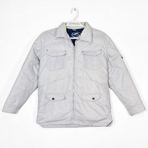 Kirra Gray Quilted Chore Coat Goose Down Puffer Jacket Mens M Workwear Utility